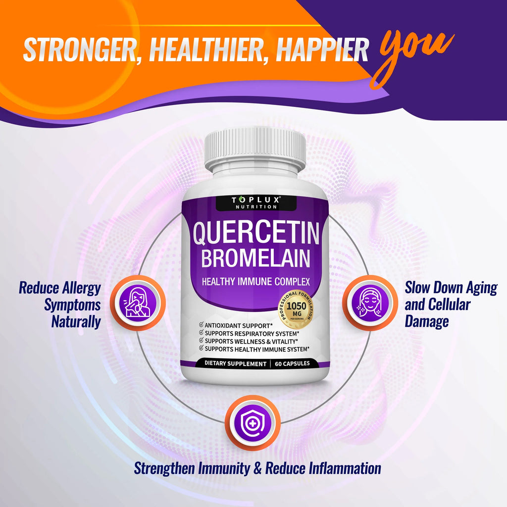 Quercetin Bromelain 1050Mg Advanced Immune Support Antioxidant and Allergy Support 60 Capsules