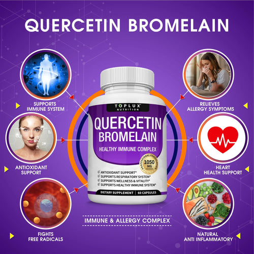 Quercetin Bromelain 1050Mg Advanced Immune Support Antioxidant and Allergy Support 60 Capsules