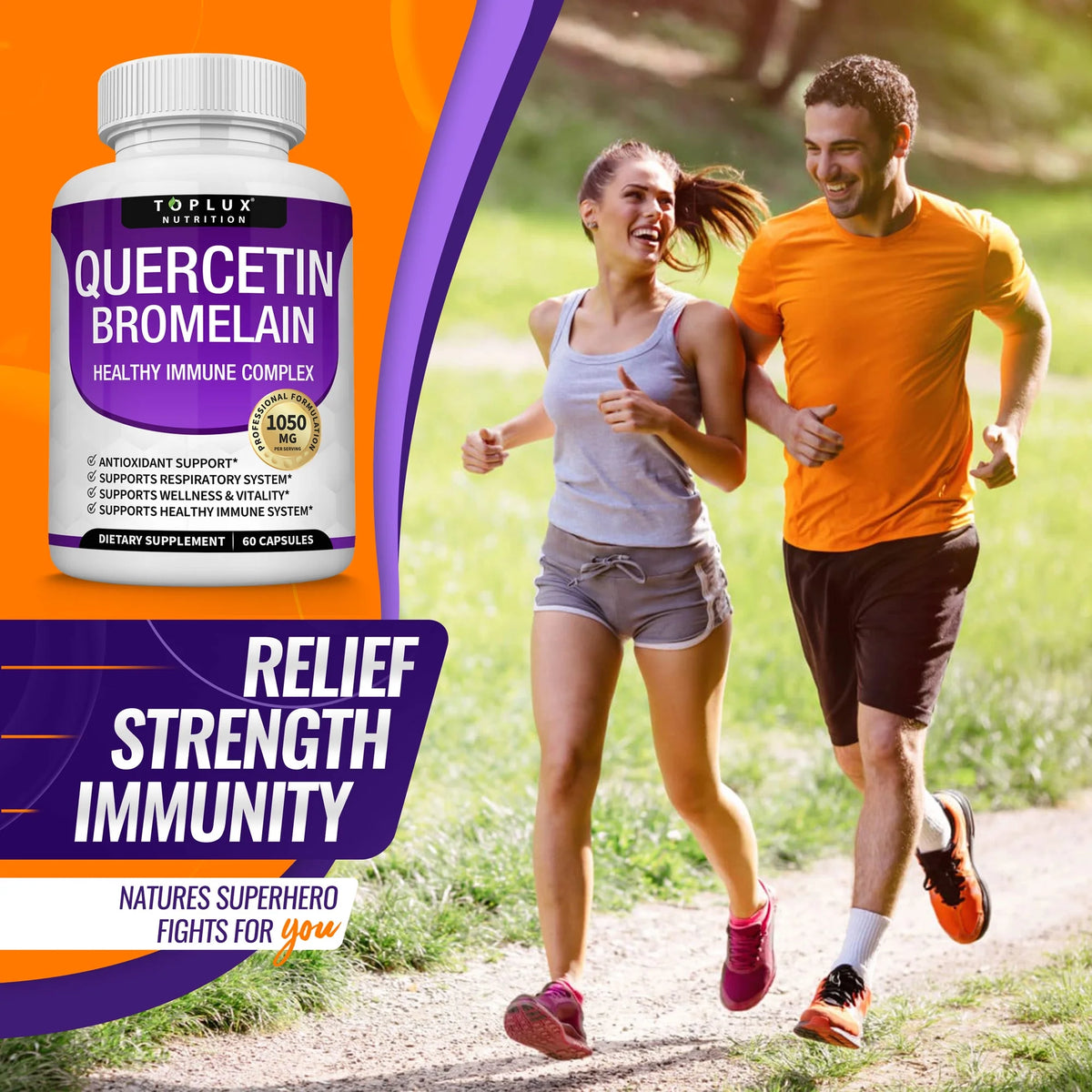 Quercetin Bromelain 1050Mg Advanced Immune Support Antioxidant and Allergy Support 60 Capsules
