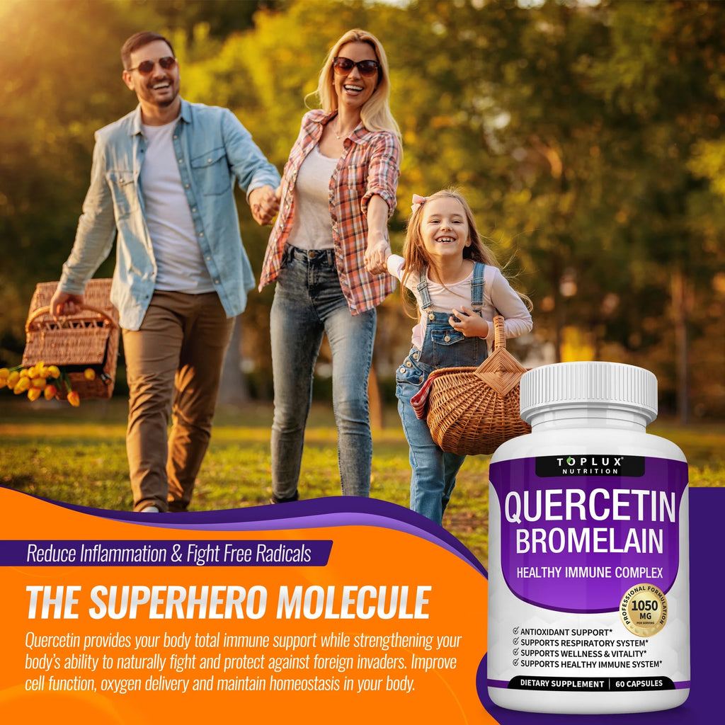 Quercetin Bromelain 1050Mg Advanced Immune Support Antioxidant and Allergy Support 60 Capsules
